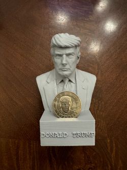 Donald Trump 3D Printed Bust with Coin