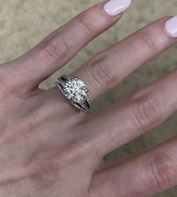 2.27 Ideal Cut Solitaire Diamond G in a pave .42 engagement/wedding ring $30,272