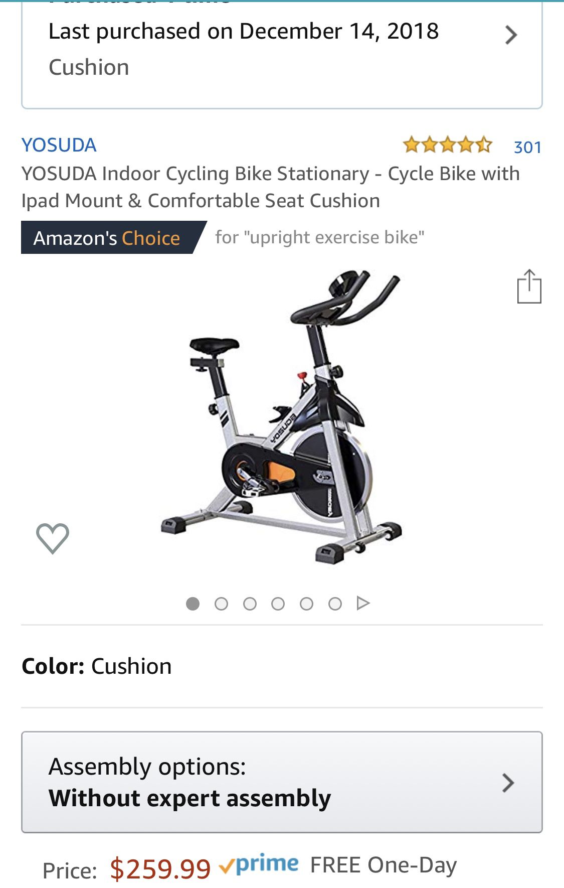 Spin bike used 5 times purchased in December
