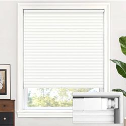LazBlinds No Drill Cordless Cellular Shades, 31" W × 64" H, White Light Filtering Honeycomb Shades Thermal Insulation Noise Reduction Glare Control B