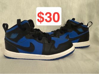 Nike Air Jordan 1 Mid Black White Little Kids Toddler Boy Shoe Size 9C With Box