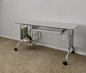 Glass Computer Desk with hookups
