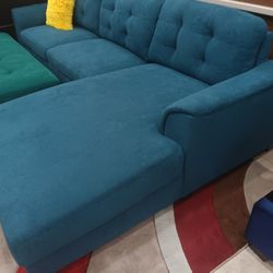 *Ad Special*---Biscayne Charming Blue Fabric Sectional Sofa W/Ottoman---Delivery And Easy Financing Available 👏