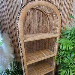 Vintage Arched Wicker Shelf 