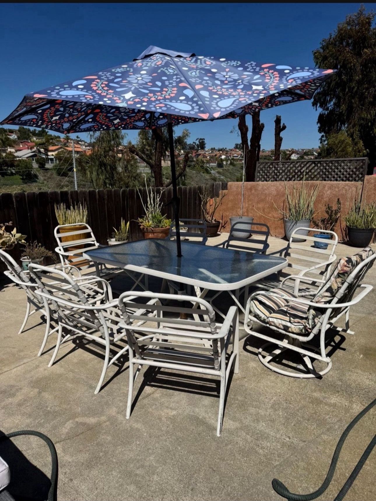 Patio Furniture, Table, And 8 Chairs