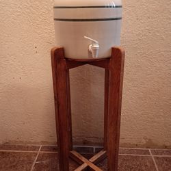 Wood Floor Stand Ceramic Pot Holder 3-5 Gallon