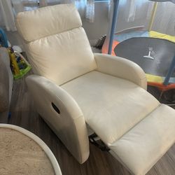 White Leather Recliner 