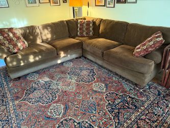 Brown Microfiber L-Shaped Sectional Sofa