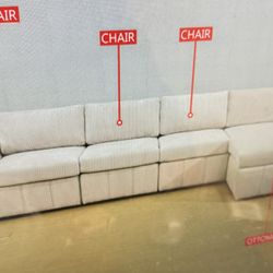Costco Beige Chenille Sectional Couch Sofa