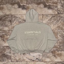Fear of God Essentials Classic Hoodie Heather Stone SS25 Size Medium