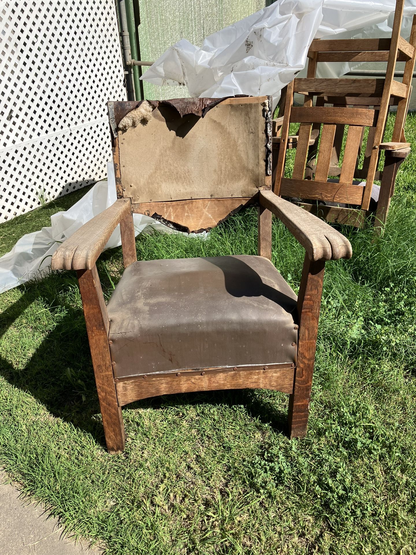 Antique Oak Masculine Chair - Needs TLC