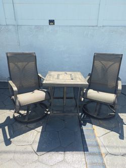 Outdoor seating and table