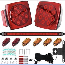 Upgraded Submersible LED Trailer Light Kit, IP67 12V DOT Stop Tail Turn Signal Lights with 13.7" ID Bar, 6 Marker Lights, 25ft Protective Wiring Harne