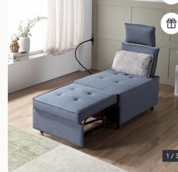 3 in 1 Convertible Sleeper Sofa Bed with Bluetooth speaker USB port and Faux Fur Pillow