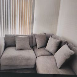 Gray Pillow Top Cushion Sectional Couch 