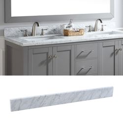 60 in. Marble Backsplash in White Carrara(not Include Cabinet), 251WH60