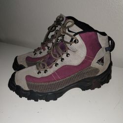 Vintage 90s Nike ACG Hiking Boots Women’s 8 Purple Tan Leather Outdoor VTG Y2K
