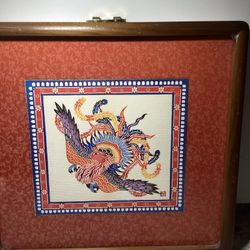 Vintage Phoenix Bird Framed Asian Wall Art