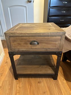 Rustic Wood & Metal Nightstand with Drawer (2 Available)