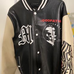 Members only  The Godfathers Graphic Faux Leather jacket 