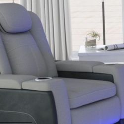 Lantana Gray Power Recliner With LED Lights 
