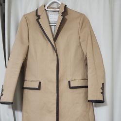 Brooks Brothers Elegant Tan Women's Coat with Trim