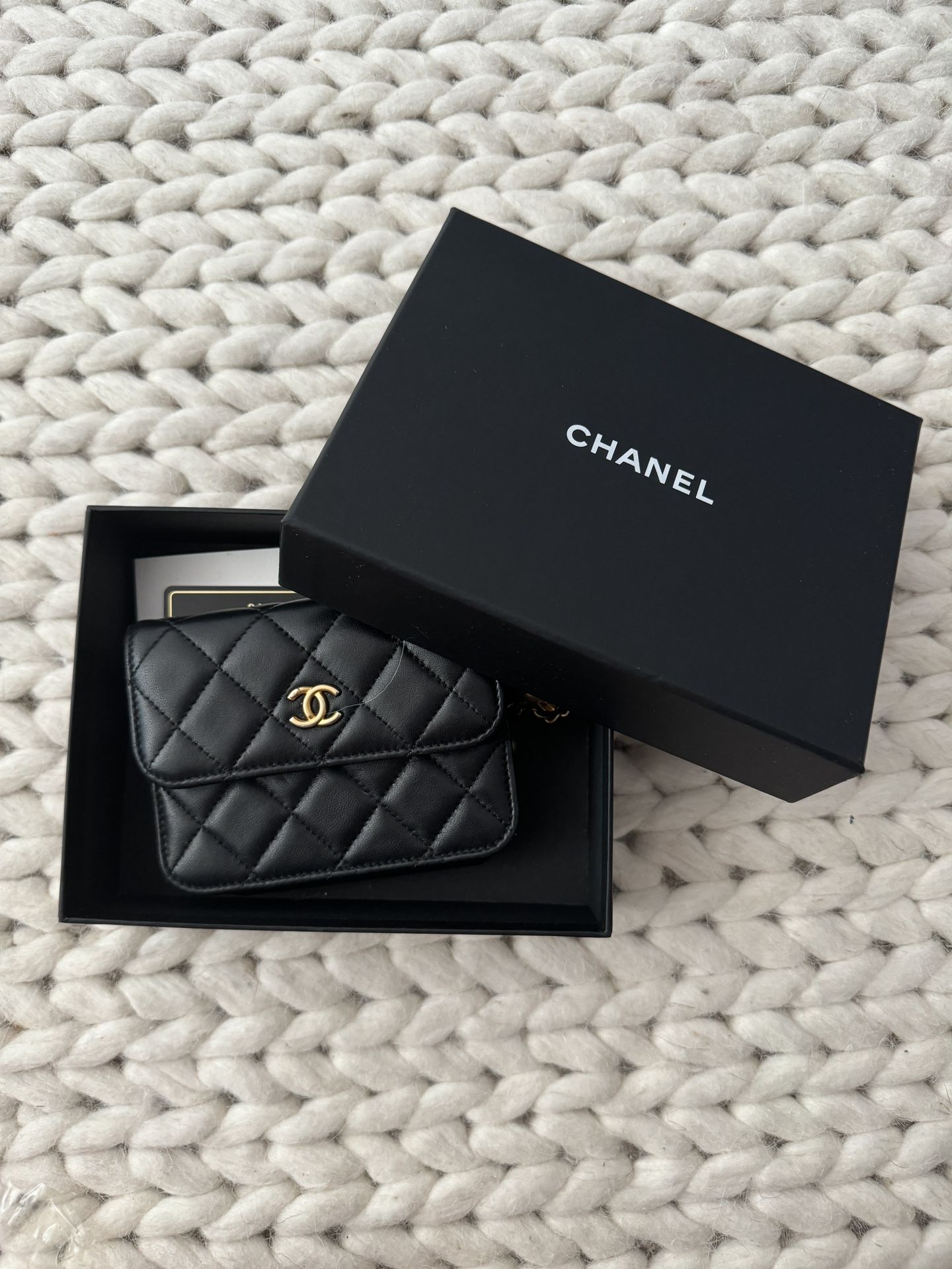 Authentic Chanel Belt Bag Pearl Crush Lambskin