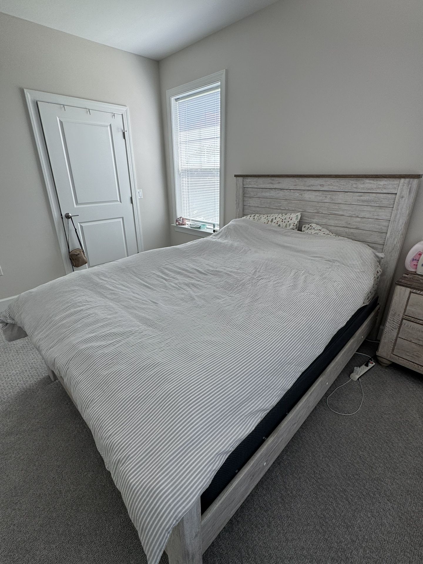 QUEEN SIZED BED FRAME + BEDSIDE DRESSER ($250 or Best Offer) + MATTRESS / BOX SPRING AVAILABLE FOR ADDITIONAL