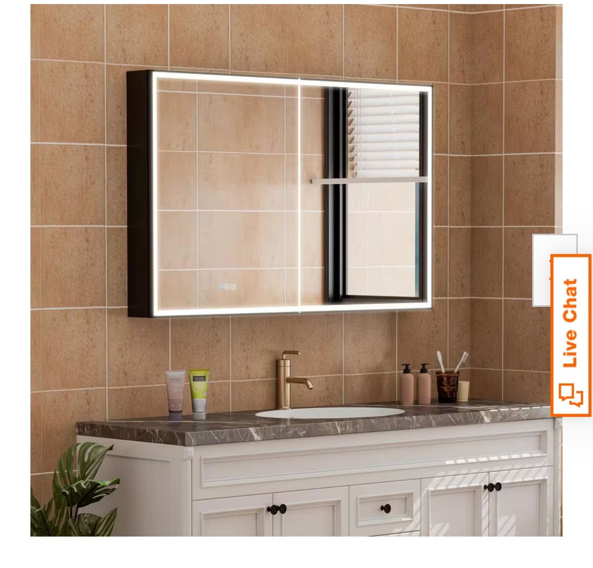 48 in. W x 30 in. H Rectangular Aluminum Double Door LED Medicine Cabinet with Mirror, Recessed or Surface Mount