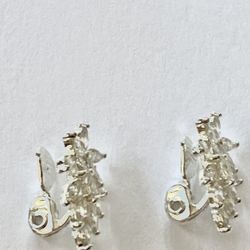 Stering Silver Crystal Clip- On  Earrings