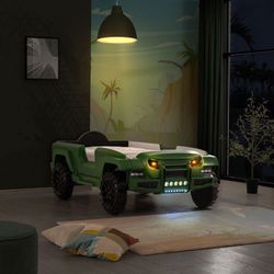 Twin Green Pickup Truck Bed Frame  w/ Lights 