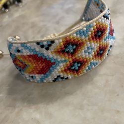  Beaded Bracelet. American Indian. Seed beads. Loom bracelet traditional motifs