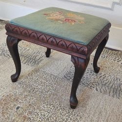 Nice Antique Queen Anne Walnut Footstool. 14" Tall, 16" x 16", In Very Good Condition.