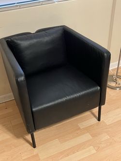 Black Faux Leather Tub Accent Chair