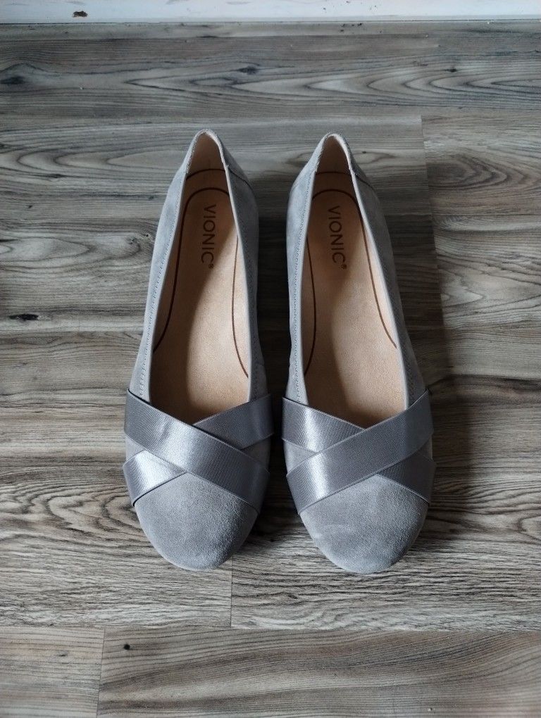 Vionic Womens Maria Gray Ballet Flats Size 9.5