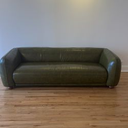 Green Leather couch - Lightly Used