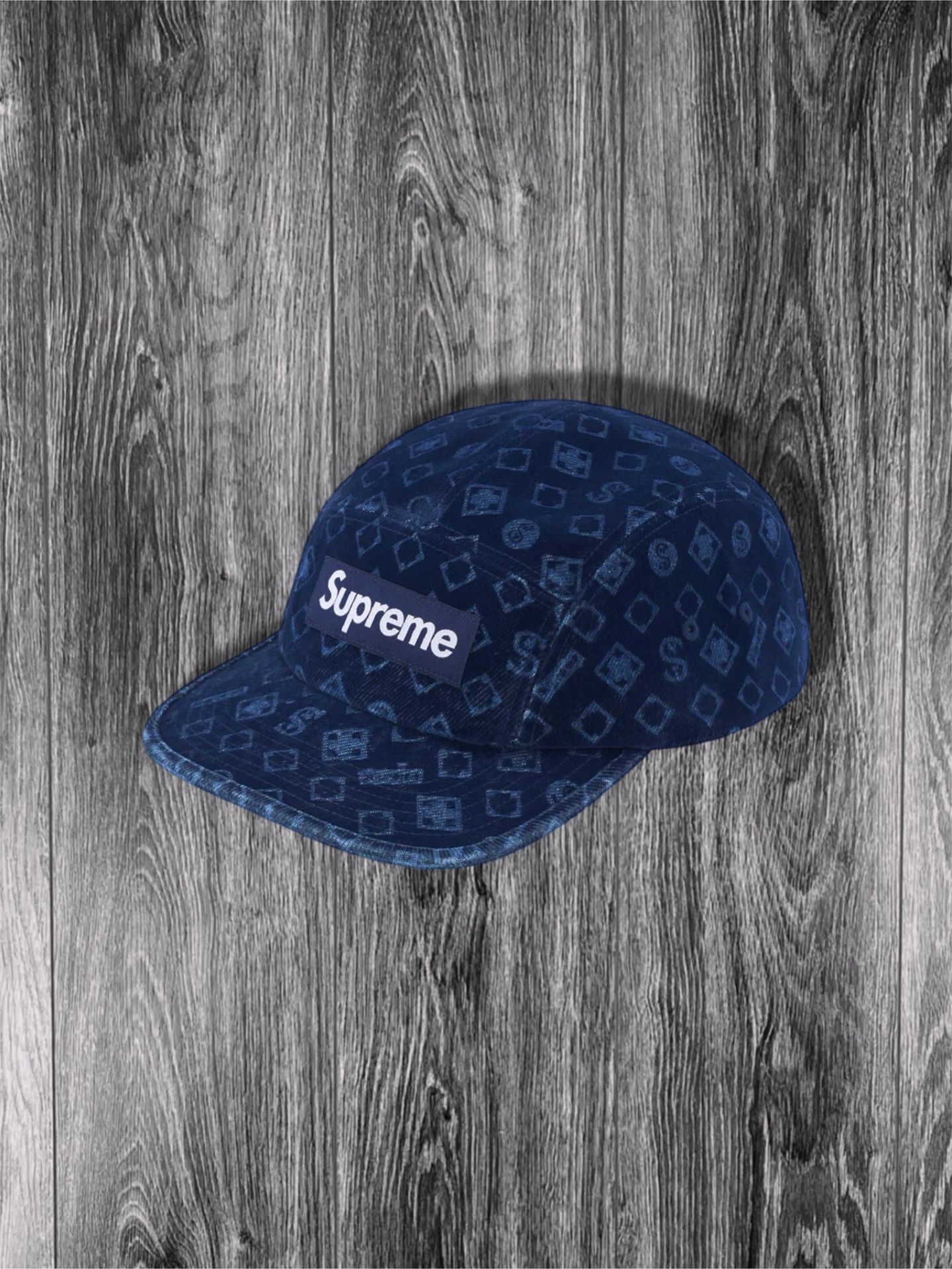 Supreme Flocked Denim Camp Cap ‘Blue’ New One Size