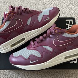 Nike Air Max 1 Patta Rush Maroon Mens Size 9.5