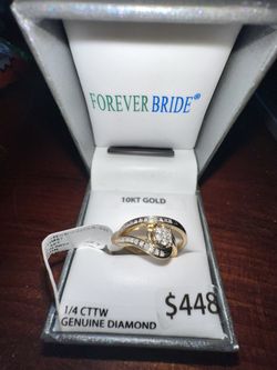 Wedding Ring Set Size 7 10k Gold 1/4ct Diamonds
