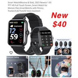 New Smart Watch(Receive & Dial), 2023 Newest 1.85" TFT HD Full Touch Screen, Smart Watch for Women Men,SmartWatchs with Fitness Tracker/Call/Text/AI V