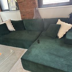 L Shaped Cloud Couch (hunter green)