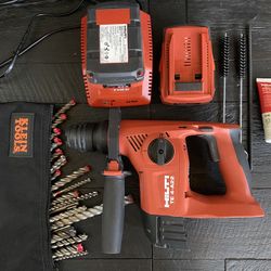 Hilti TE A-22 Cordless Rotary Hammer Drill SDS, 2 Batteries , Charger, and lots of Bits
