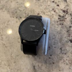 Nixon Sentry Black Leather Watch