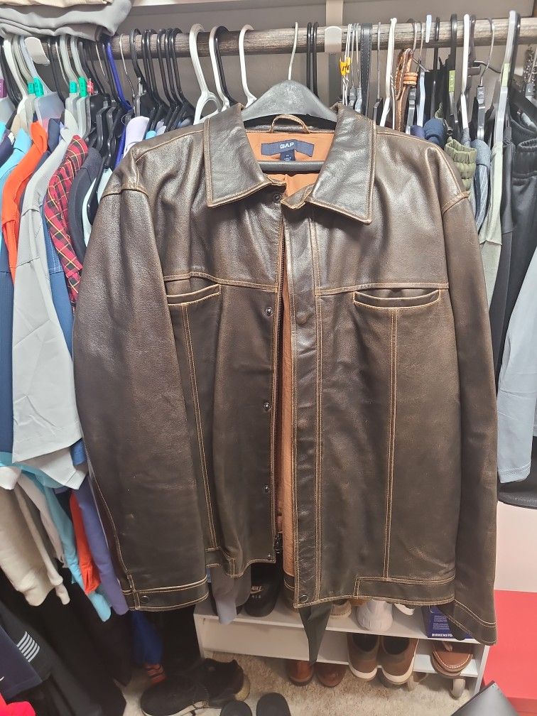 Mens Leather GAP Jacket Size XL