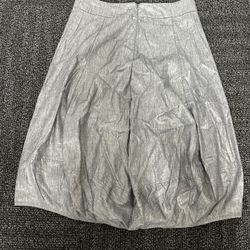 Eileen Fisher Women's Grey Shiny Metallic Side Zip Linen Blend Long Skirt Sz M