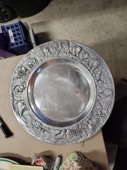 14 Inch Pewter Charger Plate/ Platter VINTAGE