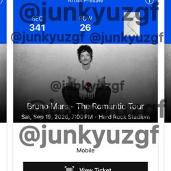 Bruno Mars In Miami 09/19 Ticket