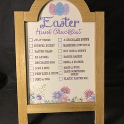 Easter Egg Scavenger Hunt Checklist Standing Wooden Sign
