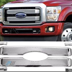 Fits 11-16 Ford F250 350 450 550 SuperDuty Moulding Platinum Front Mesh Grille