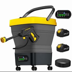 Brand New Litekon Portable Cordless Washer, 2x5.0Ah Battery, 4 Adjustable Model with 4.5Gal Tank 10FT Hose, 6-in-1 Nozzle for Car Washer,Patio, Campin